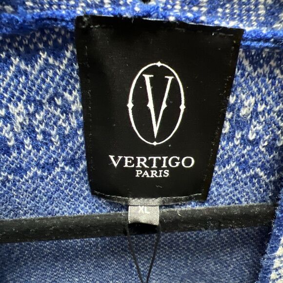 Vertigo Paris Size XL Blue White Diamond Women's Long Cardigan NWT  $268.00 - Picture 6 of 9